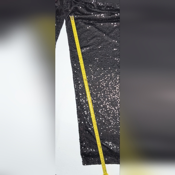 Kensie Elegant Whimsigoth Sequin Women's Wide Leg Stretch Waist Black Pants XL - Picture 5 of 9